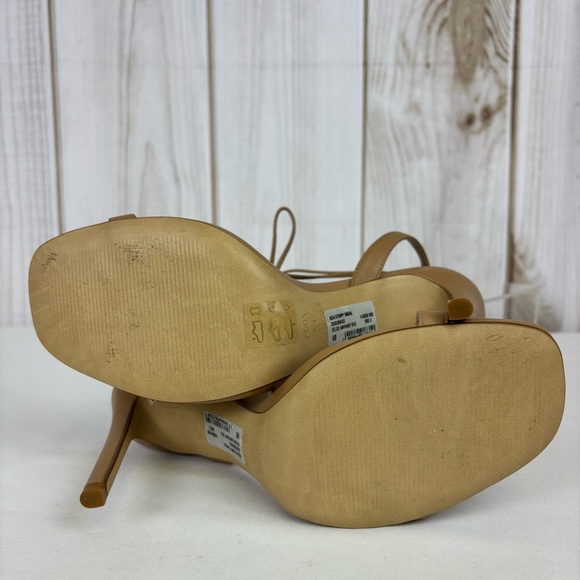 Aqua Stilleto Heels Leather Dressy Slip On Ankle Tie Thong Sandals Beige Size 9 - Picture 11 of 15